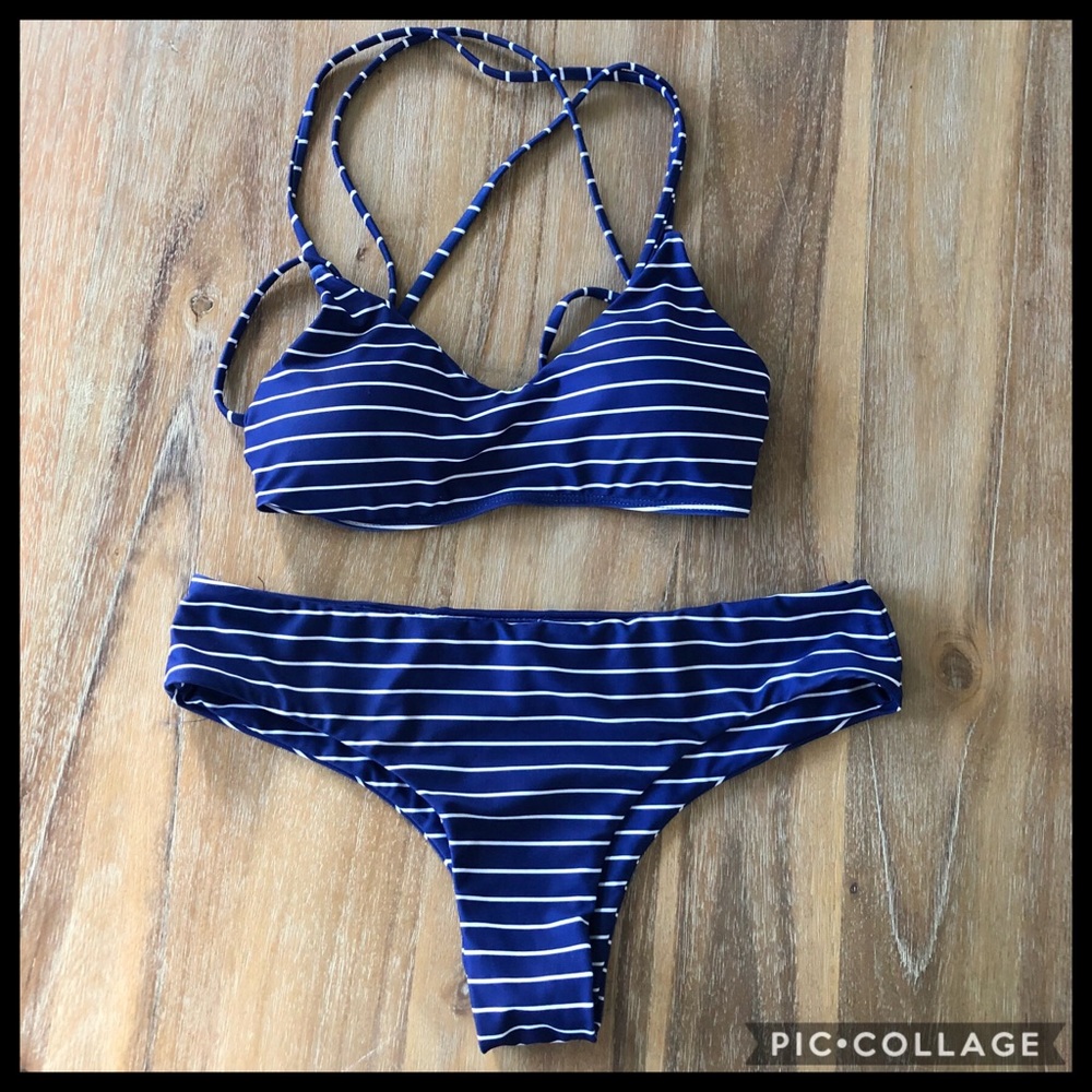 cupshe somewhere fast stripe bikini